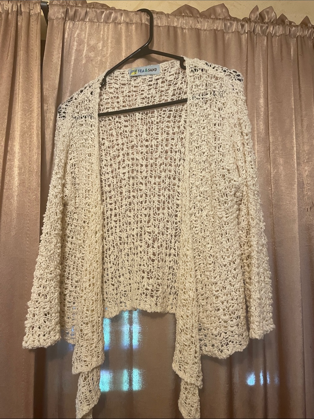 Open Weave Cream Cardigan Sweater